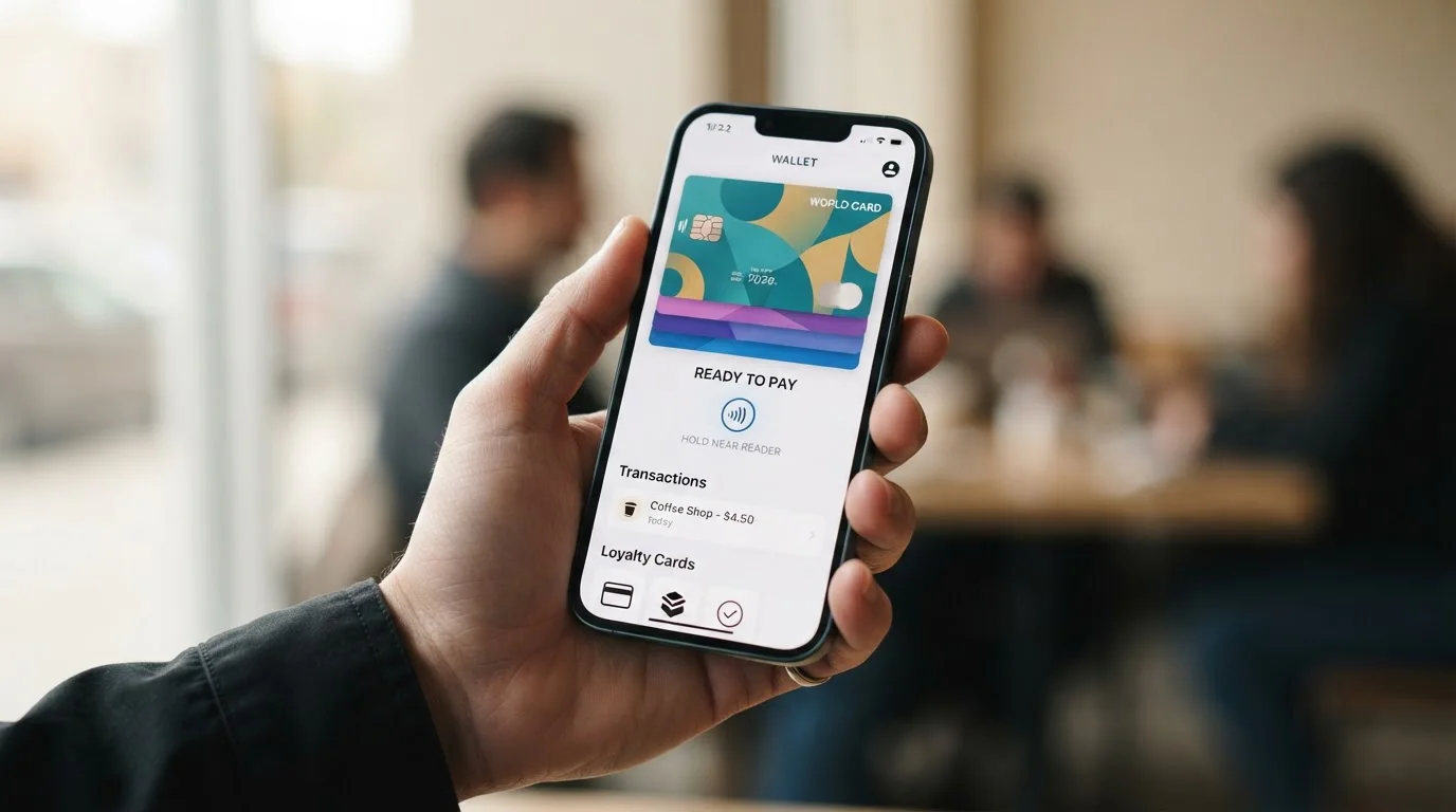 Telefon s otevřenou aplikací Apple Pay a Google Pay na displej