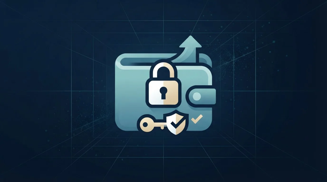 Ilustrace klíče a zámku u obrazovky PayPal peněženky