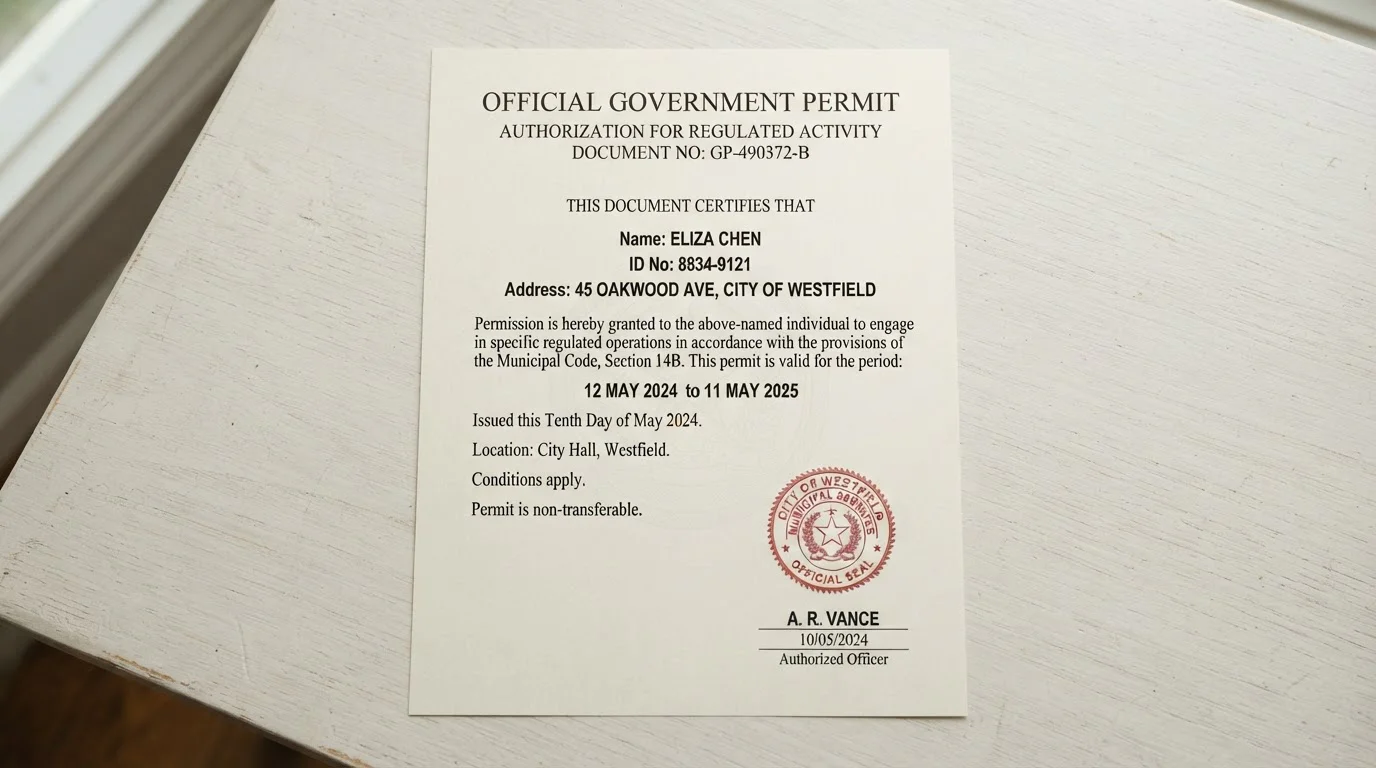 Oficiální dokument povolení Ministerstva financí ČR na čistém pozadí