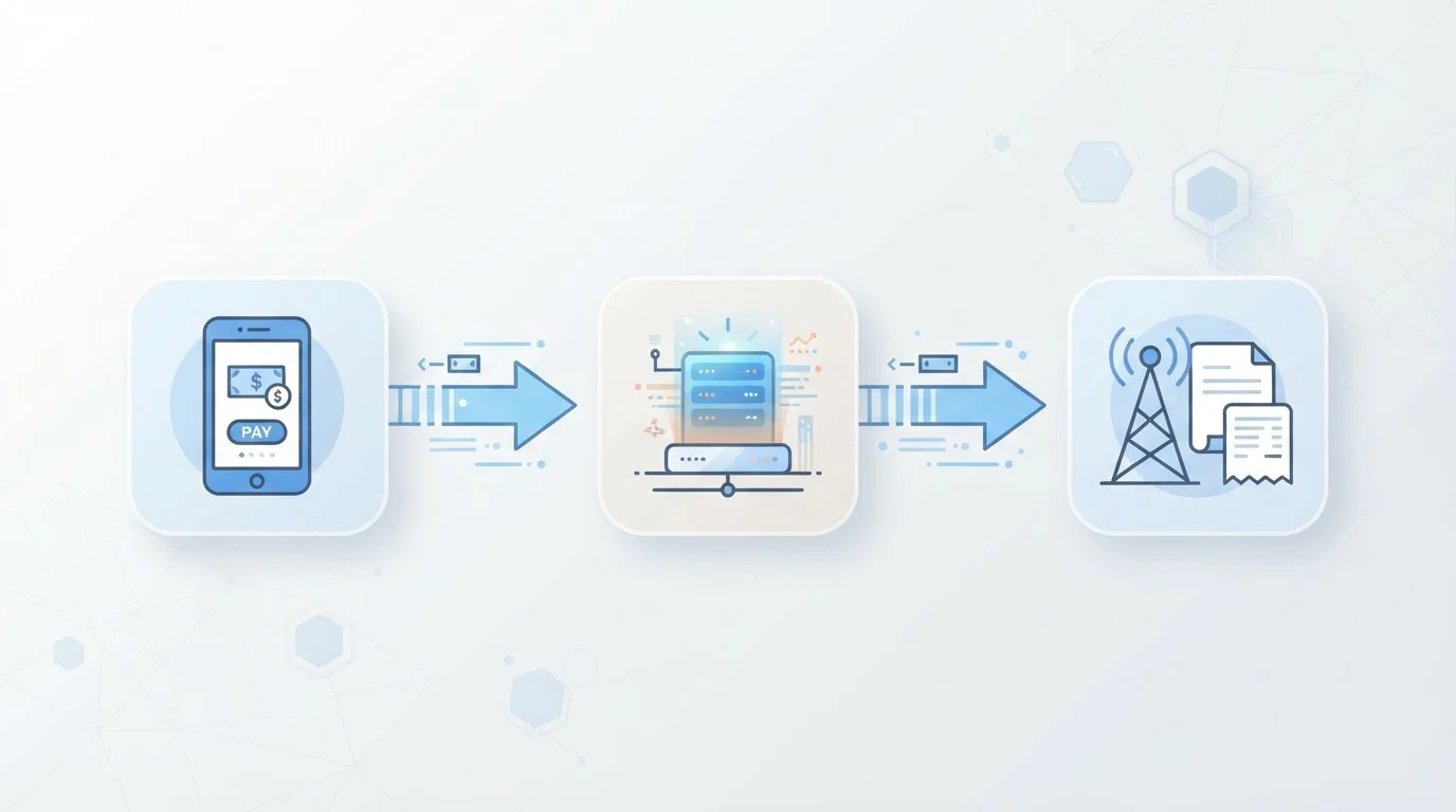Diagram schématu jak funguje SMS platba přes bránu mezi telefonem operátorem a hernou