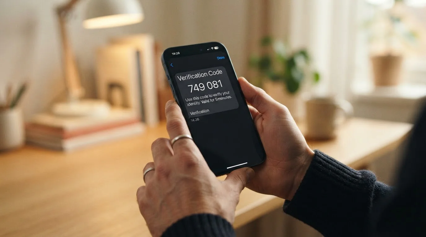 Detail obrazovky smartphonu s SMS autorizačním kódem pro mobilní platbu