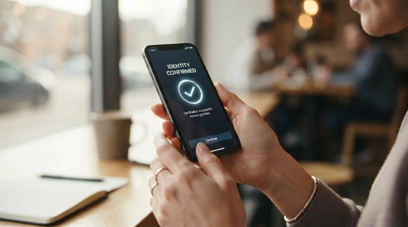 Detail mobilního telefonu s otevřenou aplikací pro rychlou identifikaci hráče