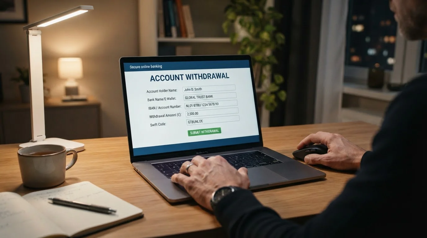 Osoba vyplňující formulář pro výběr výher s alternativní platební metodou