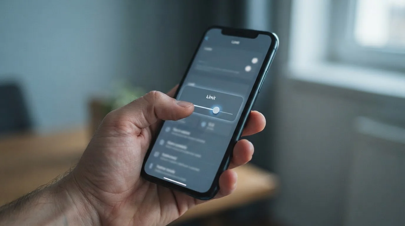 Uživatel telefonu nastavuje limity vkladu v mobilní aplikaci herny
